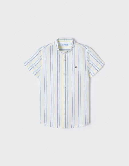 Clover S/S Striped Linen Mao Shirt