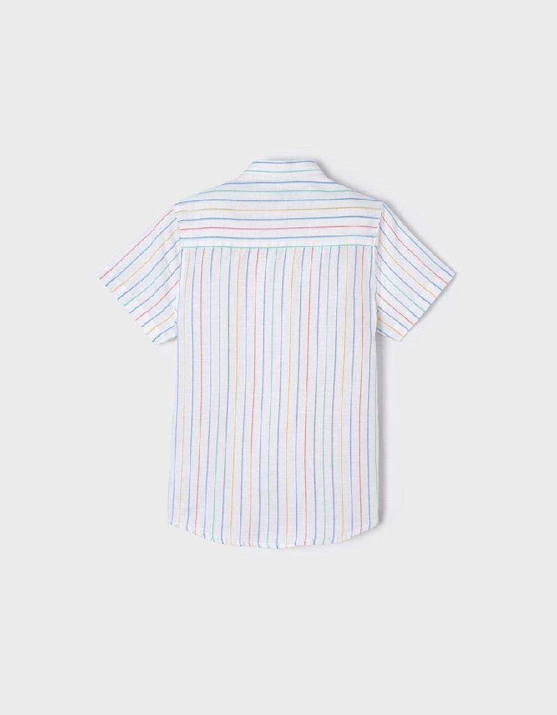 Sky S/S Striped Linen Mao Shirt