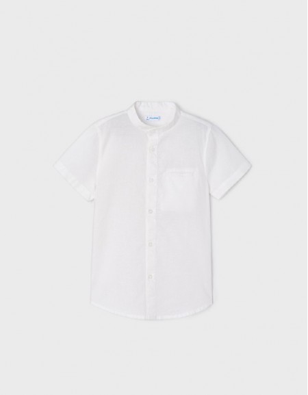 White S/S Mao Collar Shirt