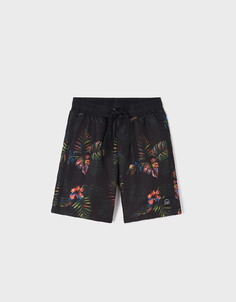 Black Tropical print swimsuit
