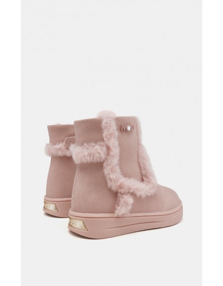 Pink Faux fur detail bootie