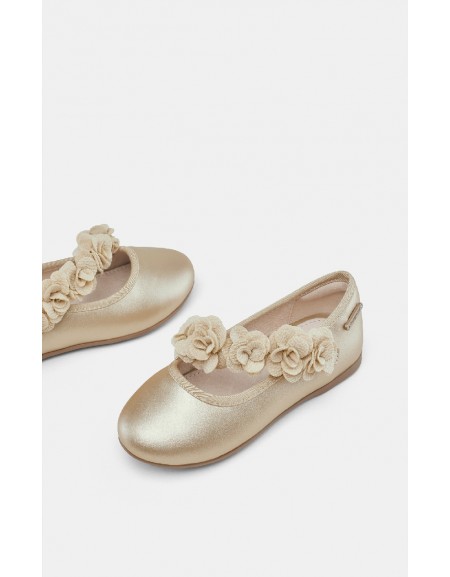 Golden Floral ballet flats