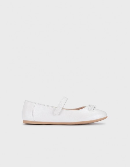 White meta Ballet flats