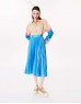 Blue Pleated Midi Skirt