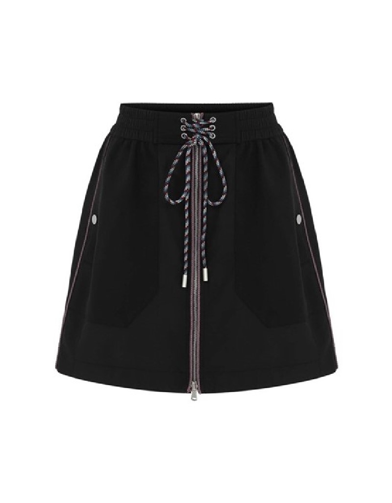 Black Technical Fabric Mini Skirt