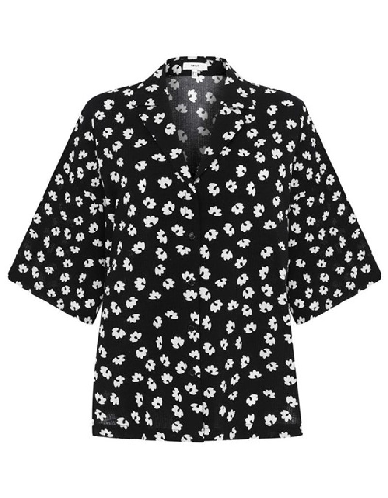 Black Flower Print Shirt