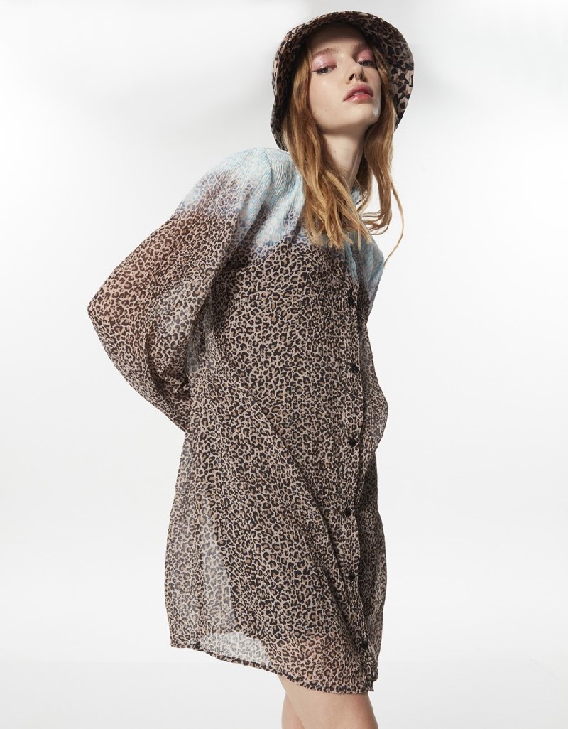 Blue Gradient Color Gradient Animal Print Dress