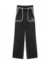 Black Comfort Fit Trousers With Contrast Piping
