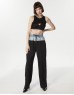 Black Denim Mix Casual Cut Trousers