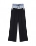 Black Denim Mix Casual Cut Trousers