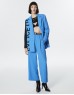Blue Slogan Printed Relaxed Cut Trousers