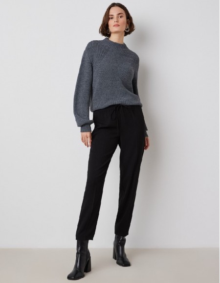 Black Comfortable Cut Fleto Pocket Trousers