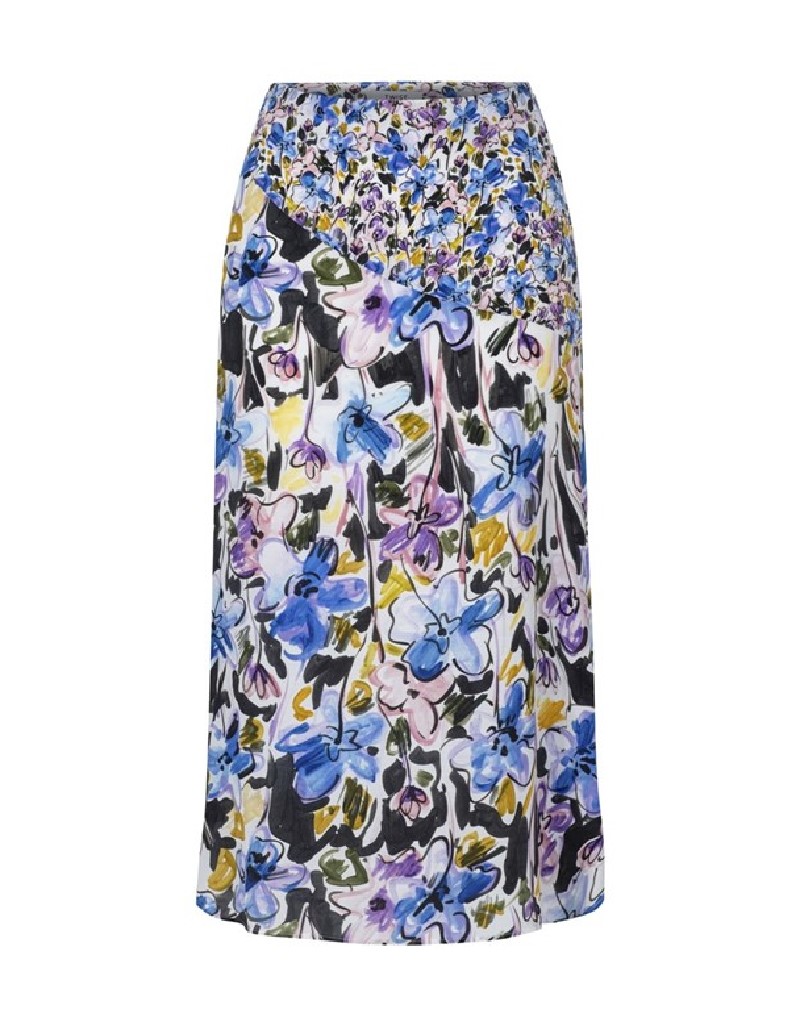 Blue Pattern Mix Midi Skirt