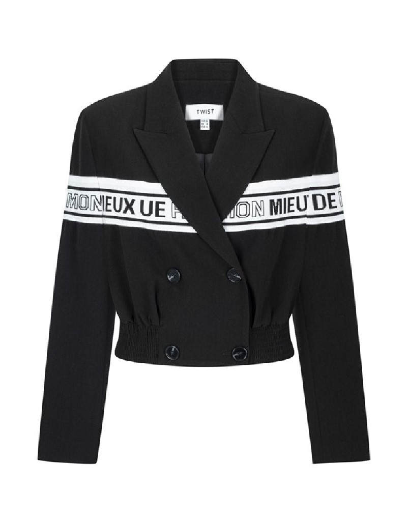 Black Knitwear Mix Double Breasted Jacket