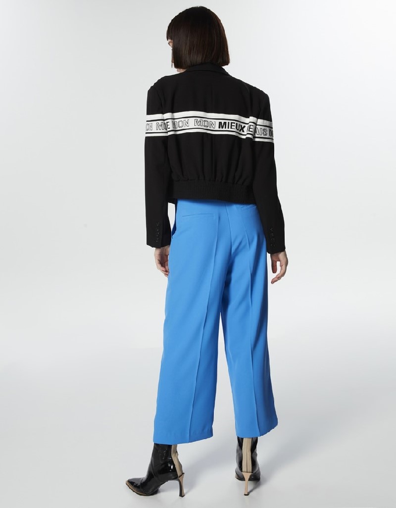 Black Knitwear Mix Double Breasted Jacket