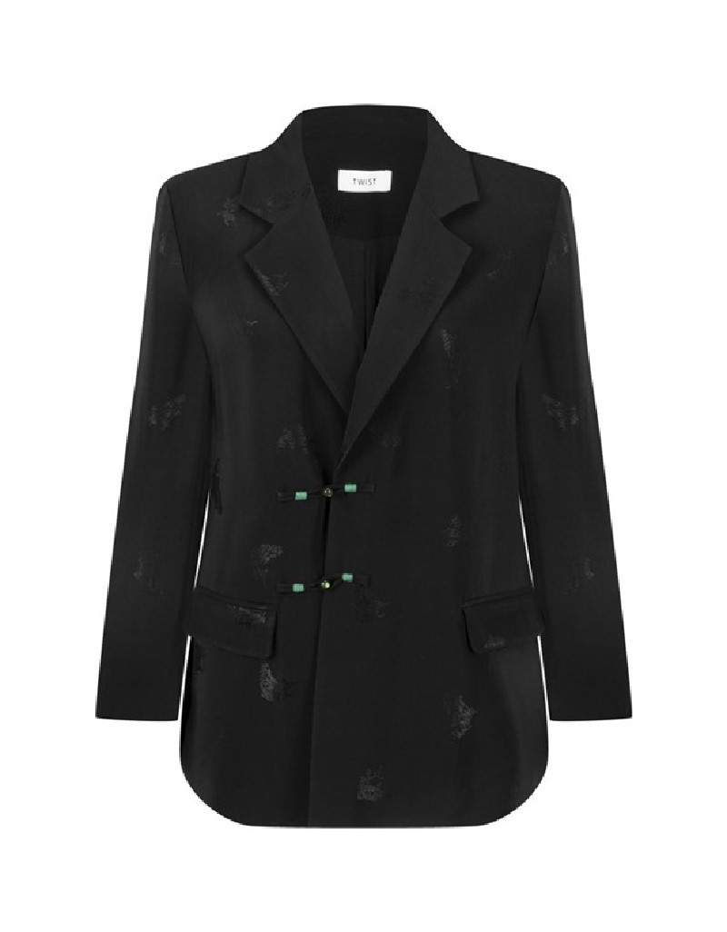 Black Jacquard Oversize Jacket