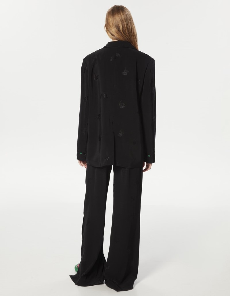 Black Jacquard Oversize Jacket