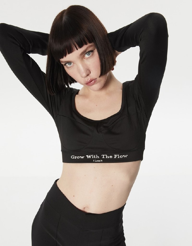 Black Bustier Look Crop Body