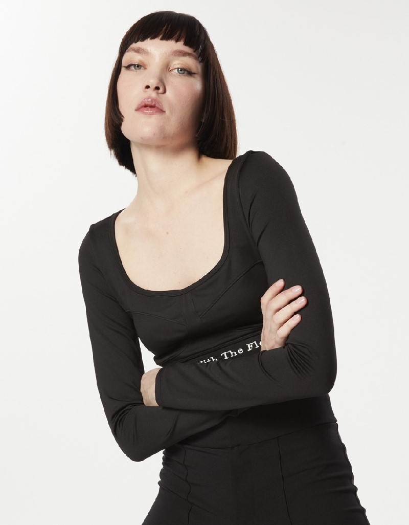Black Bustier Look Crop Body