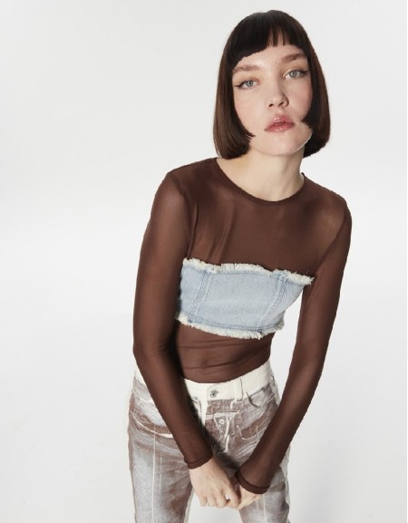 Brown Two Piece Look Transparent Body