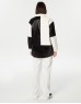 Black Colorblock Patent Leather Coat