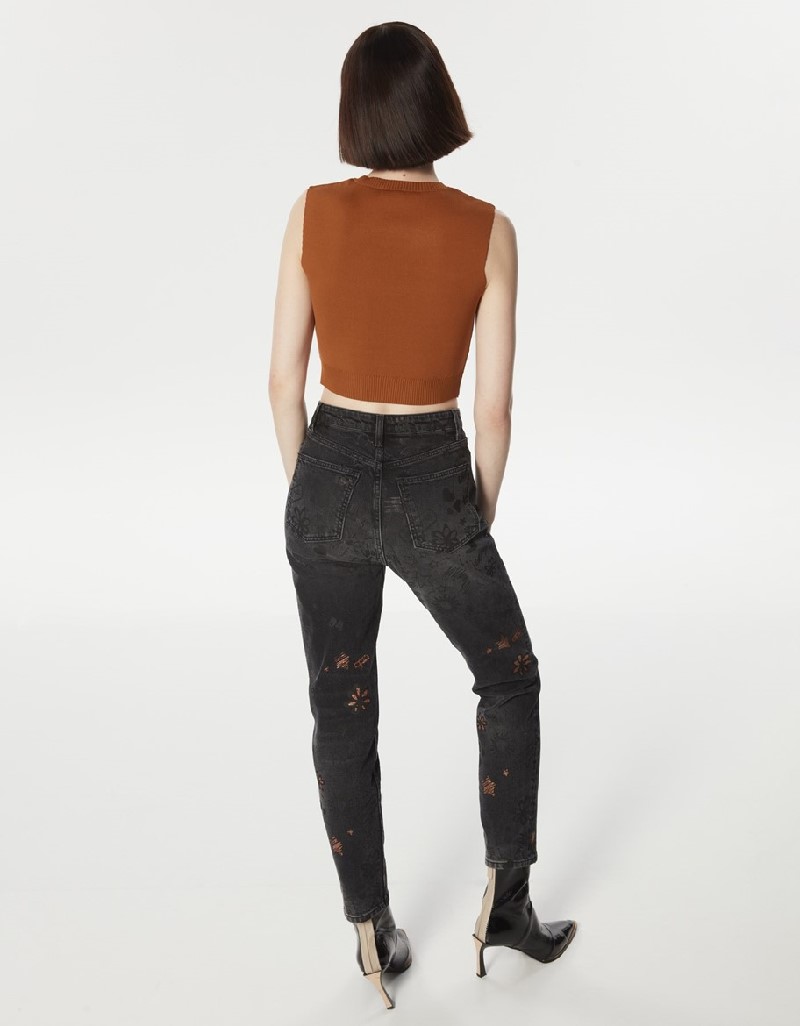 Anthracite Hand Painted Effect Mom Fit Jeans