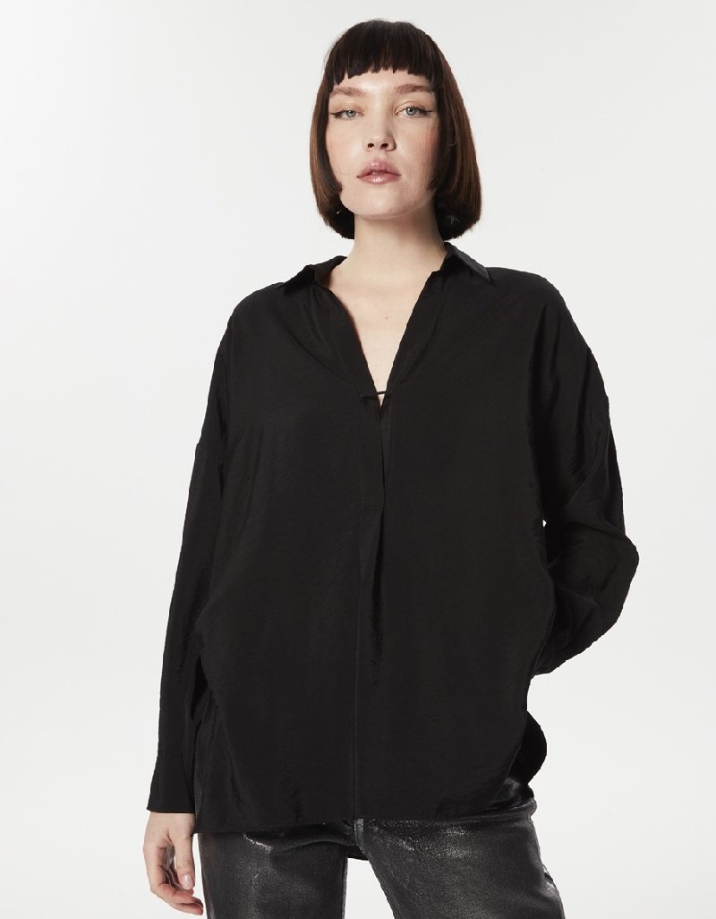 Black Flowy Basic Blouse