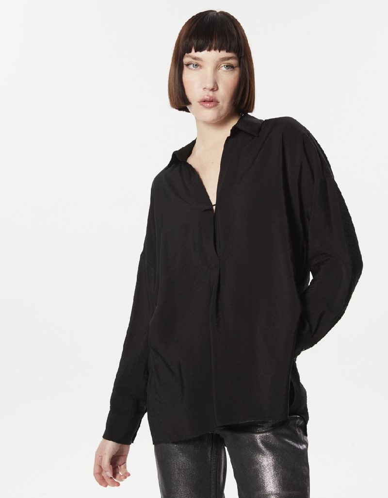 Black Flowy Basic Blouse