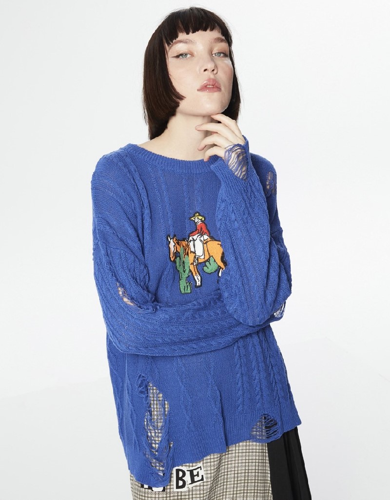 Sax Casual Fit Sweater With Patch Accessories