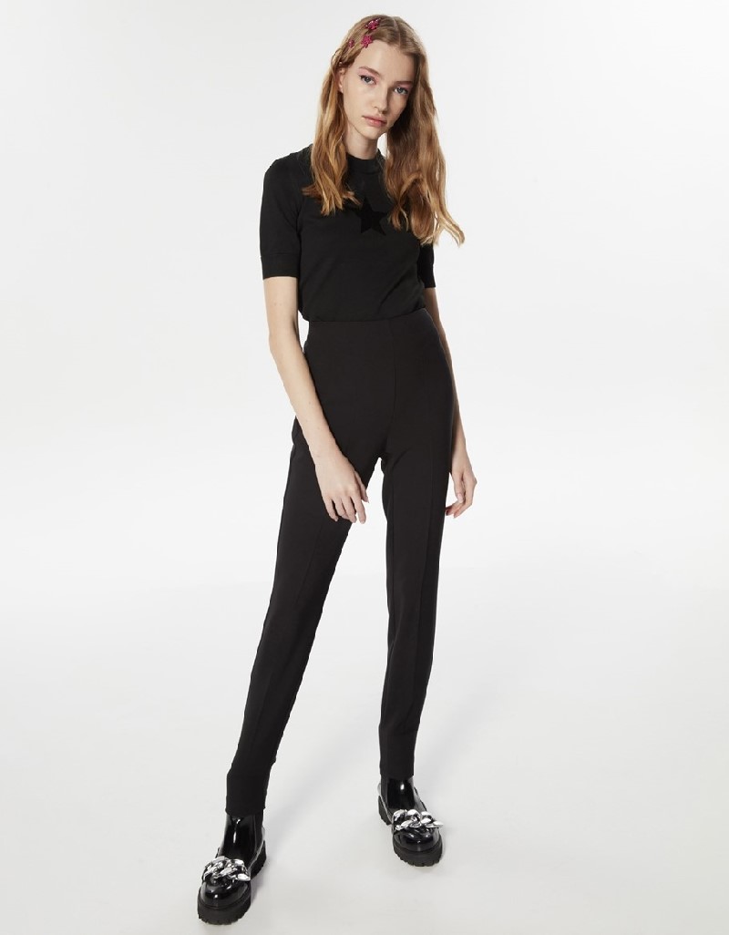 Black Star Embroidered Slim Fit Knitwear