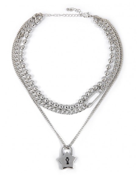 Silver Star Pendant Necklace Set