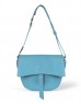 Blue Leather Look Clamshell Bag