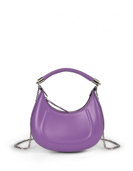 Purple Chain Strap Oval Shoulder Bag