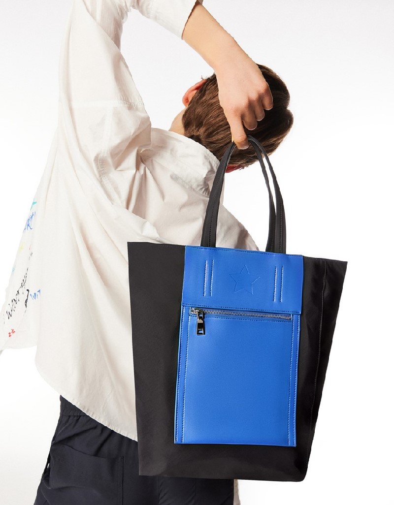 Black Colorblock Tote Bag