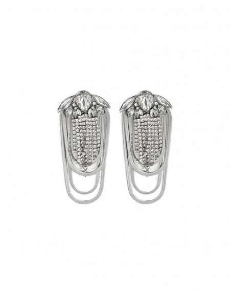 Silver Shiny Crystal Stone Earrings