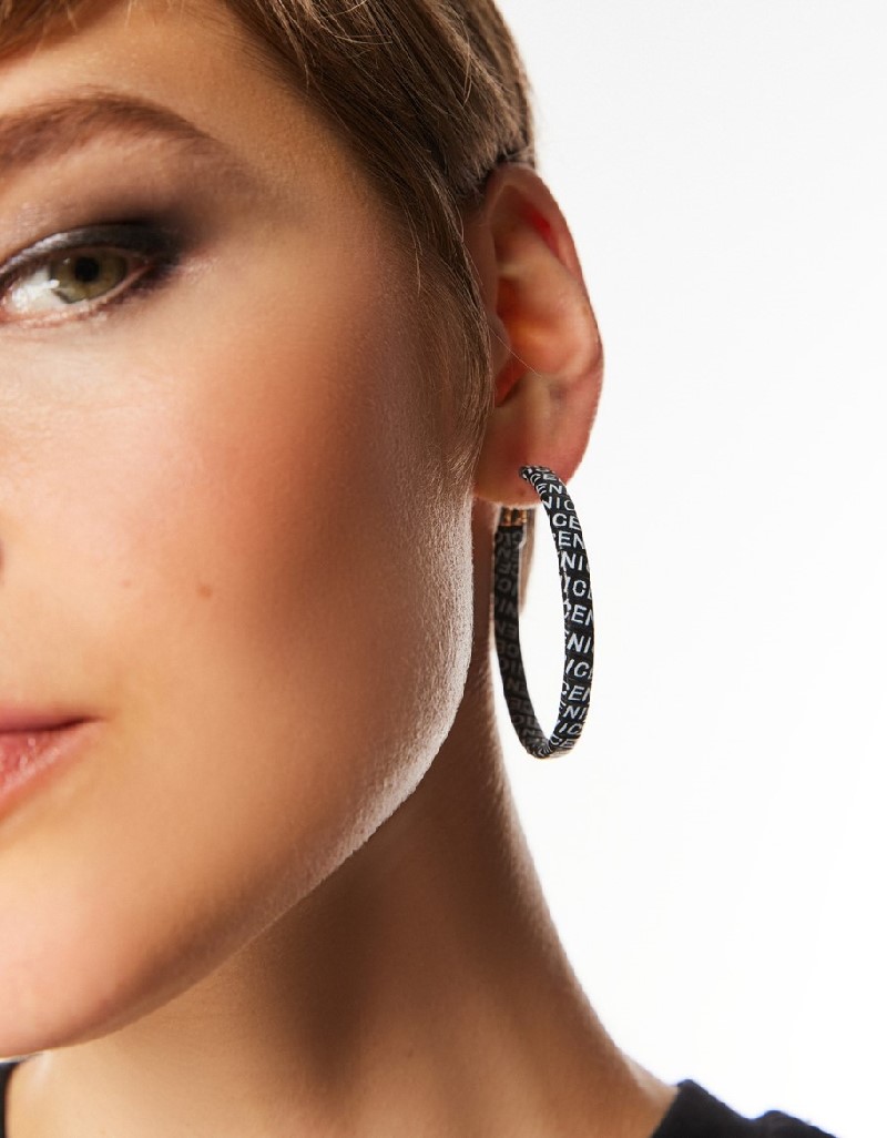 Black Slogan Pattern Earrings