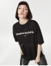 Black Colorblock Slogan Printed T-Shirt