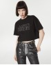 Black Hotfix Printed Crop T-Shirt