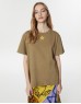 Khaki Embroidered Casual T-Shirt