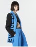 Blue Colorblock Slogan Pattern Blazer