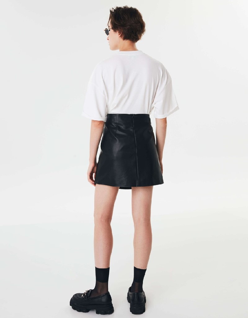 Black Leather Look Mini Skirt
