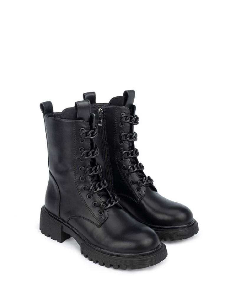 Black High Sole Lace Boots