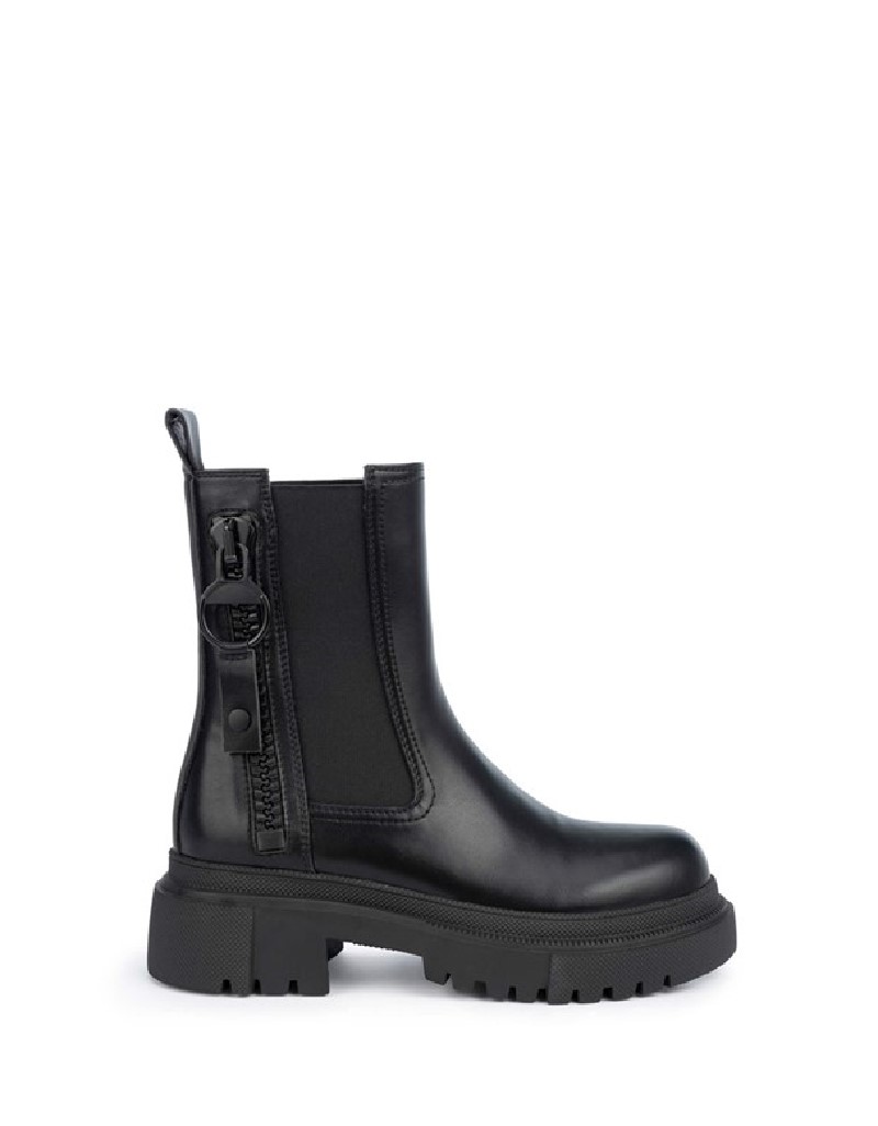 Black  Zipper Accessory High Sole Boots