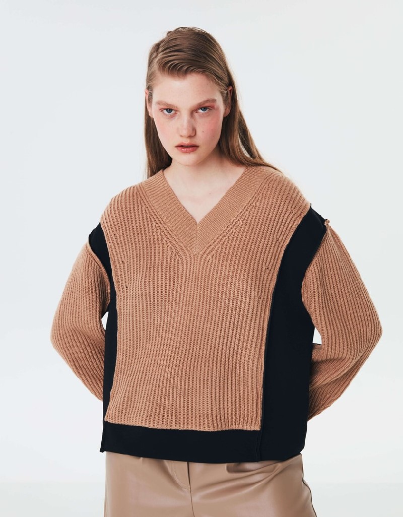 Beige Scuba Mix Sweater