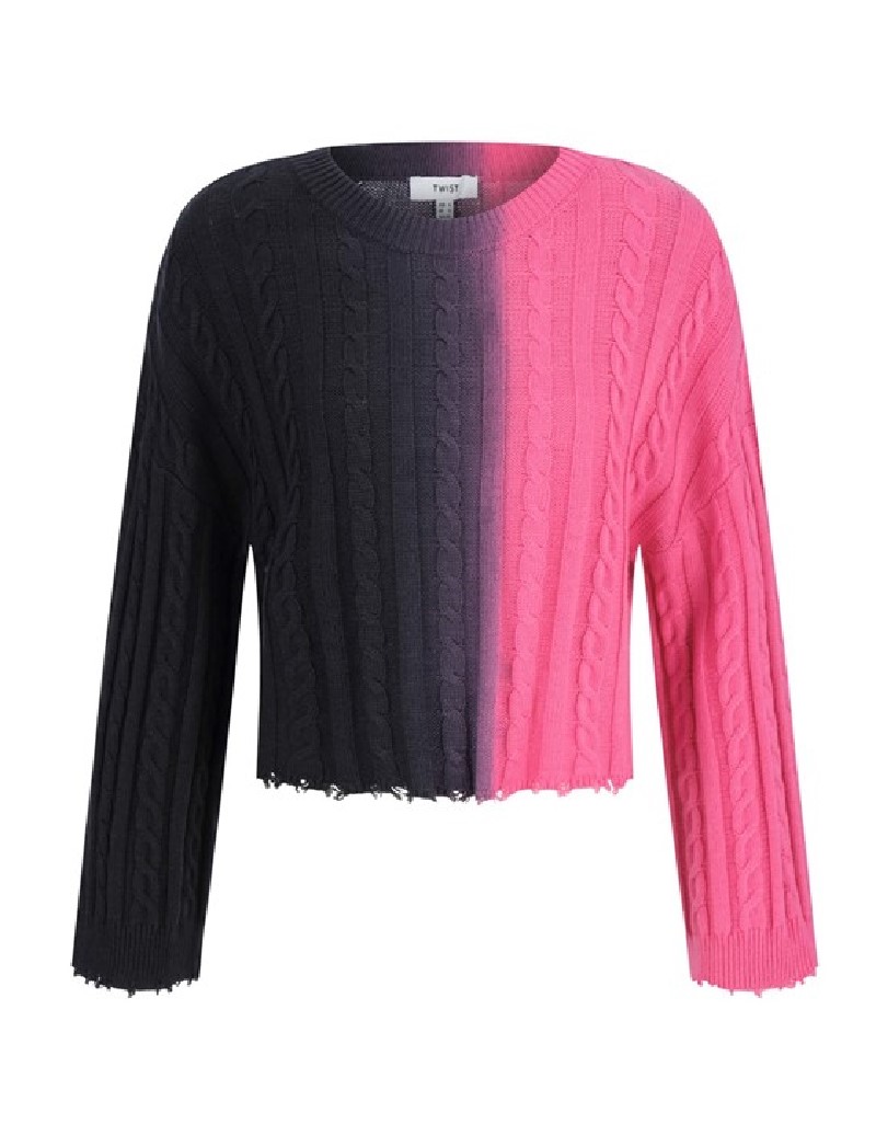 Black Gradiate Color Passage Sweater