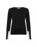 Black Basic Sweater With Contrast Cuffs