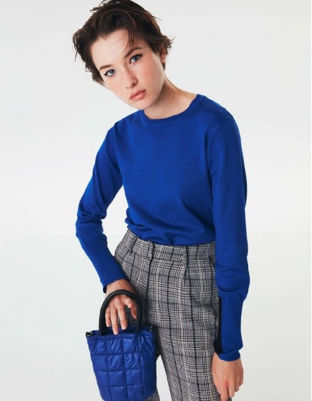 Sax Basic Sweater With Contrast Cuffs