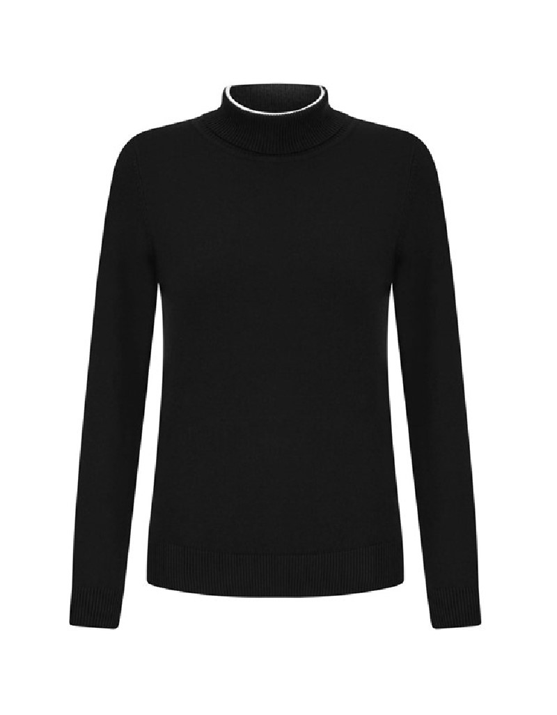 Black Basic Sweater With Contrast Detail