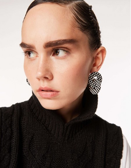 Black Checkers Pattern Earrings