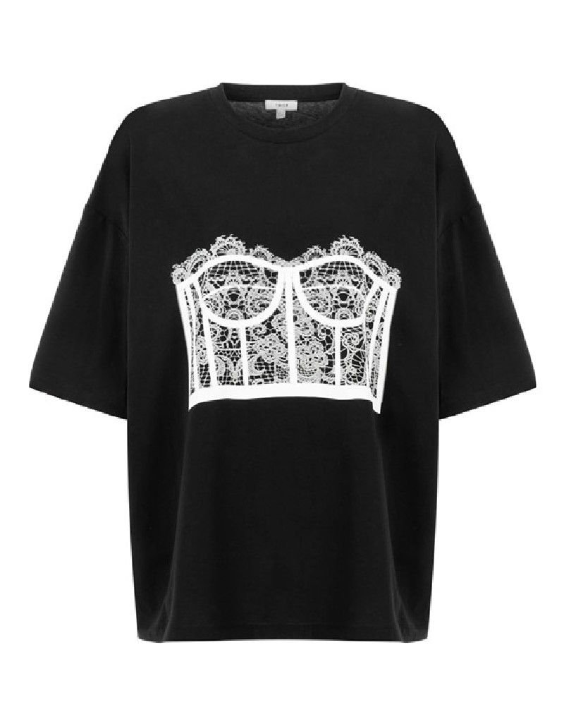 Black Corset Printed T-Shirt